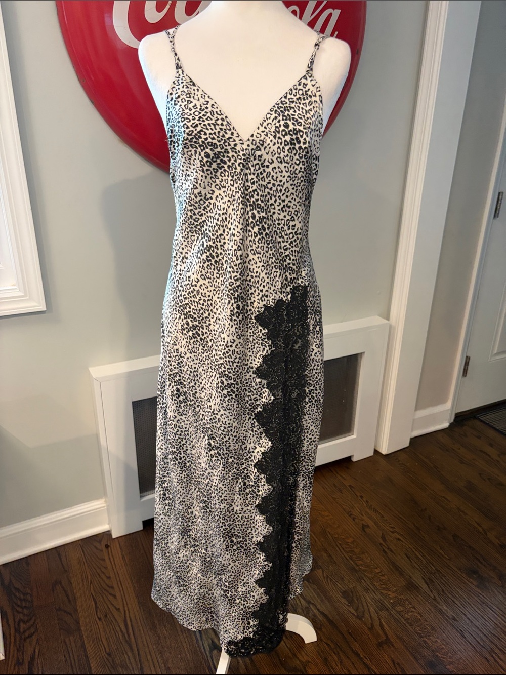 Marvel Italy Animal Print & Lace Slip Dress Nightie Thigh High Sexy, size 8